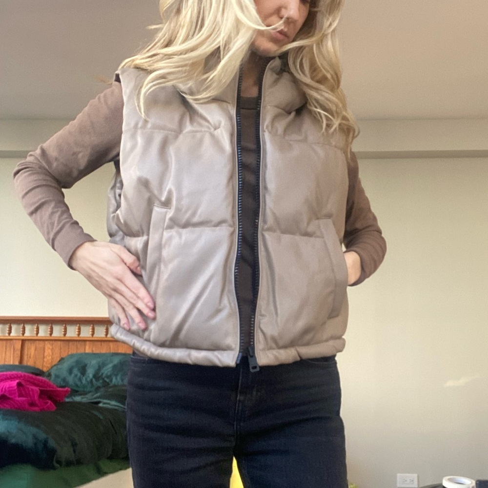 Pull & Bear Faux Leather Puffer Vest